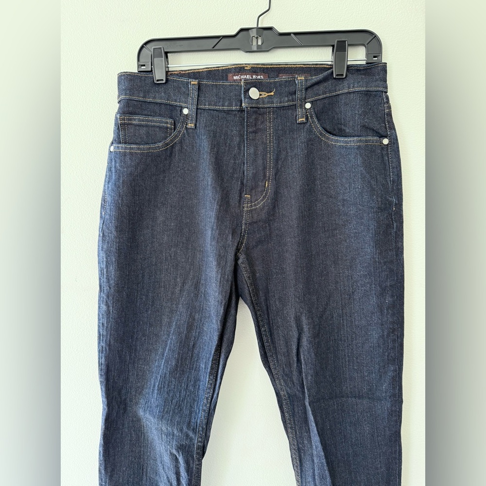 Michael Kors Grant Classic Fit Dark Wash Denim Jeans Modern Preppy Quiet Luxury - Picture 4 of 12